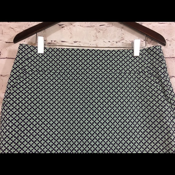 Ann Taylor Navy Green Geometric Print Skirt - Picture 2 of 7